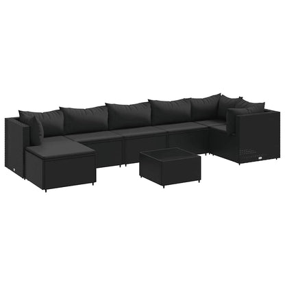 vidaXL 8-tlg. Garten-Lounge-Set mit Kissen Schwarz Poly Rattan