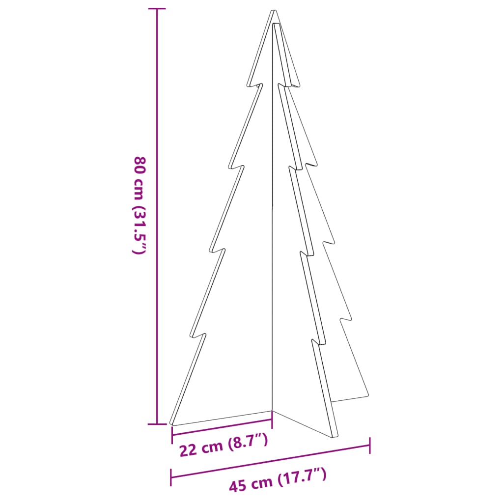 vidaXL Weihnachtsbaum Holz zum Schmücken 80 cm Massivholz Kiefer