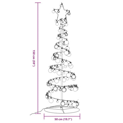 vidaXL LED Weihnachtsbaum mit Kugeln 100 LEDs Warmweiß 150 cm