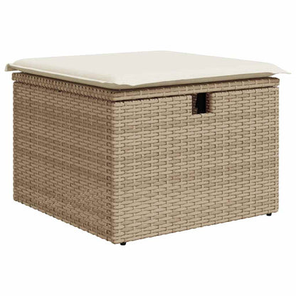 vidaXL 8-tlg. Garten-Sofagarnitur mit Kissen Beige Poly Rattan